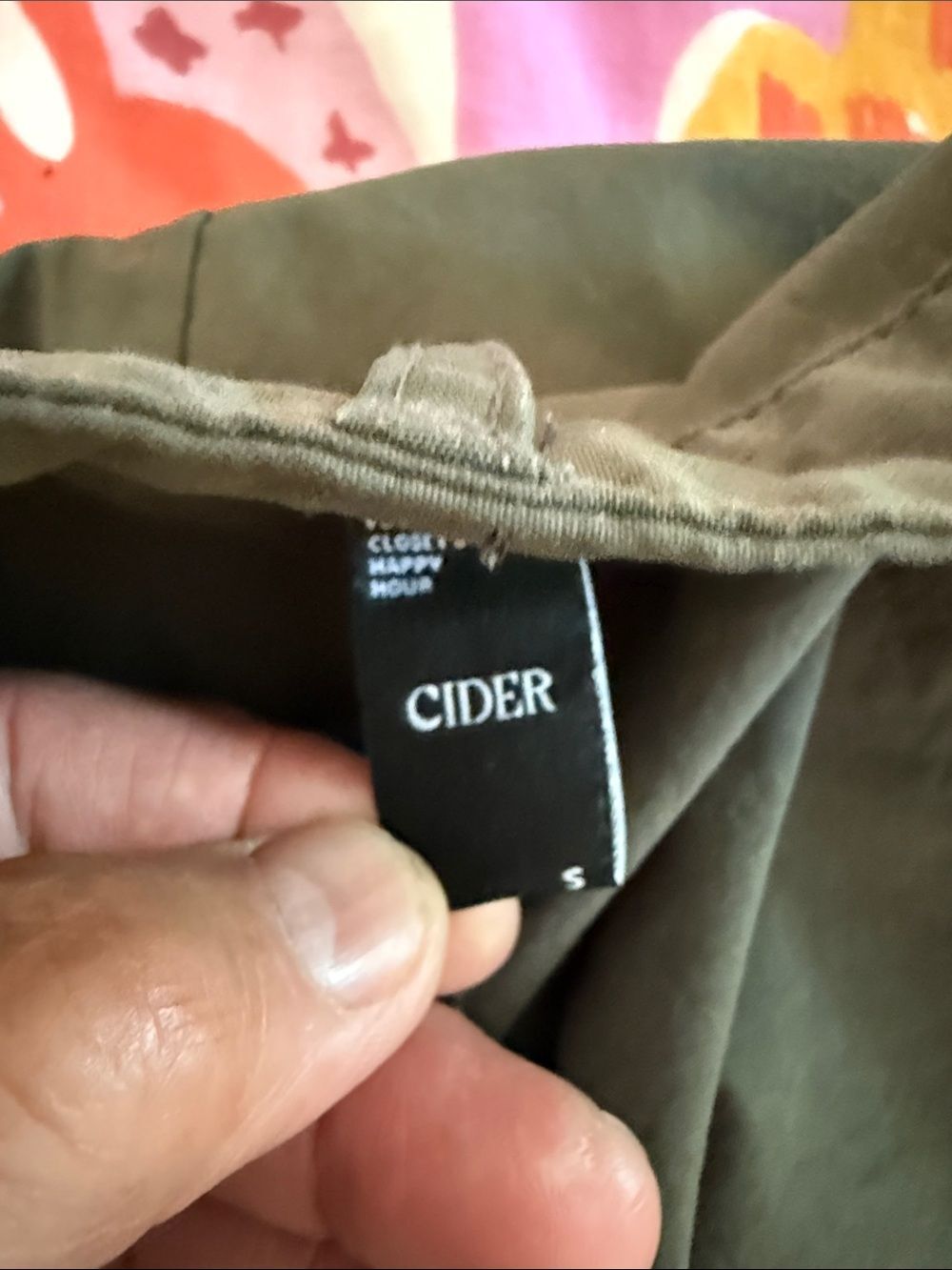 Cider Olive Green Wide Cargo Stretch Trousers Pants Size Small - Picture 9 of 10